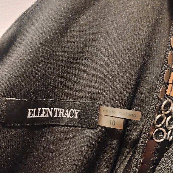 NWT Ellen Tracy Black Sleeveless Dress with Beaded Neckline Size 10 - Picture 7 of 7